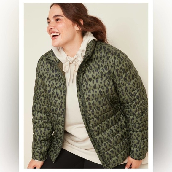 Leopard Puffer Jacket Quilted Narrow Channel Women's Small - Picture 4 of 14